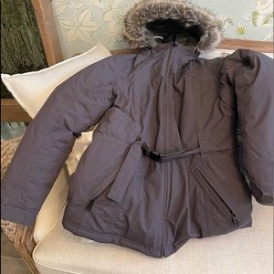Northface charcoal grey puffer coat …size large